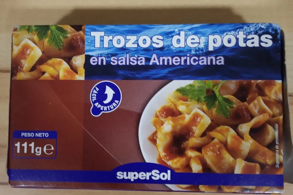 Trozos de potas en salsa americana