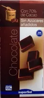 Chocolate negro sin azúcares añadidos con 70% cacao