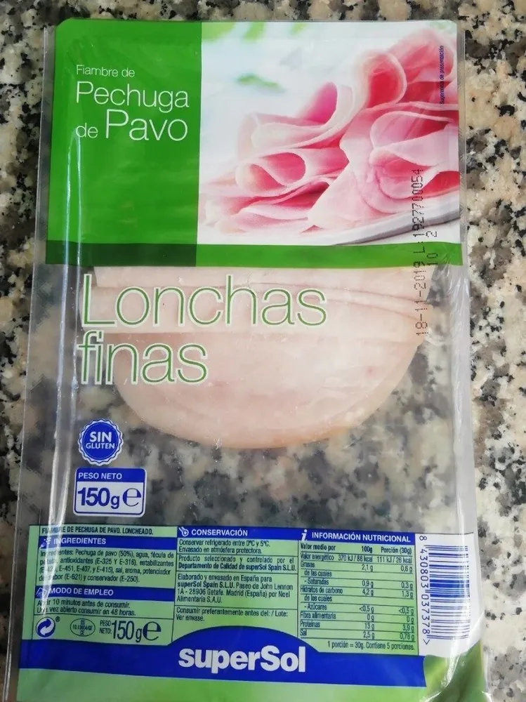 Fiambre de pechuga de pavo