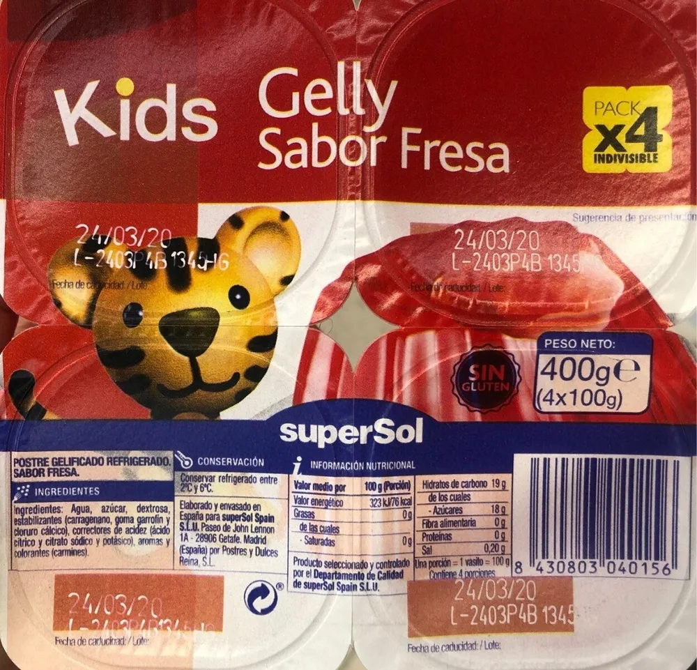 Gelly sabor fresa kids