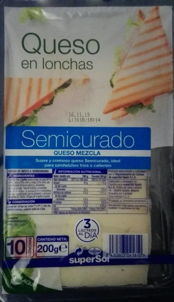 Queso en lonchas semicurado