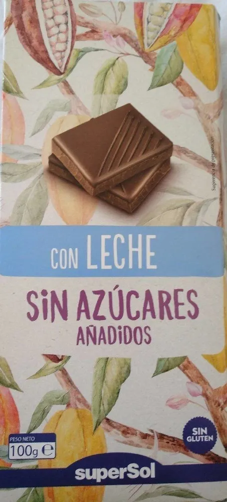 Chocolate con leche sin azúcares añadidos