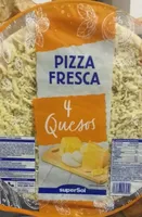Pizza fresca 4 quesos.