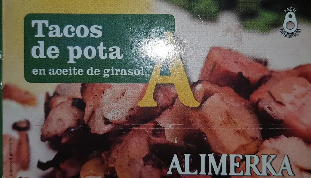 Tacos de pota en aceite de girasol