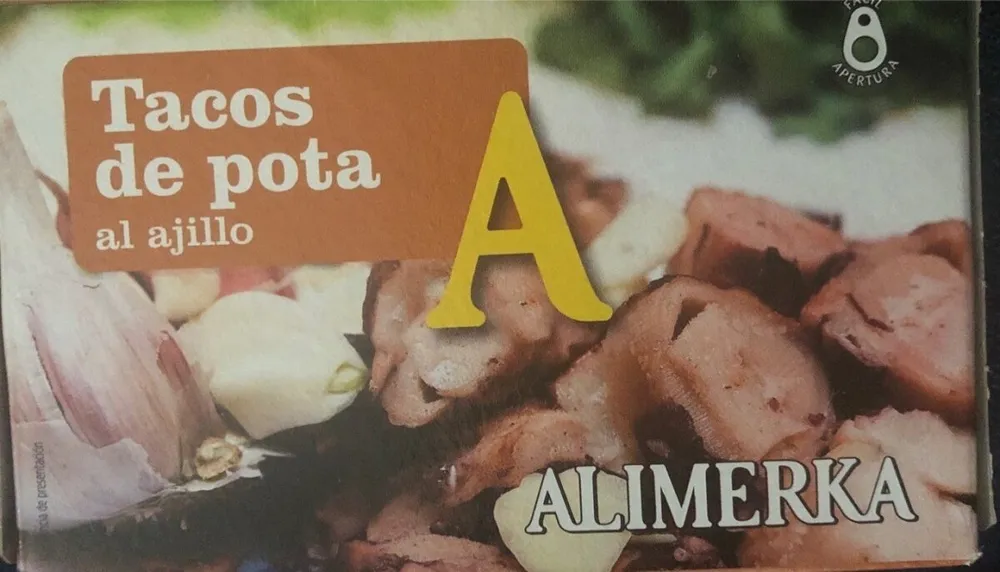 Tacos de pota al ajillo