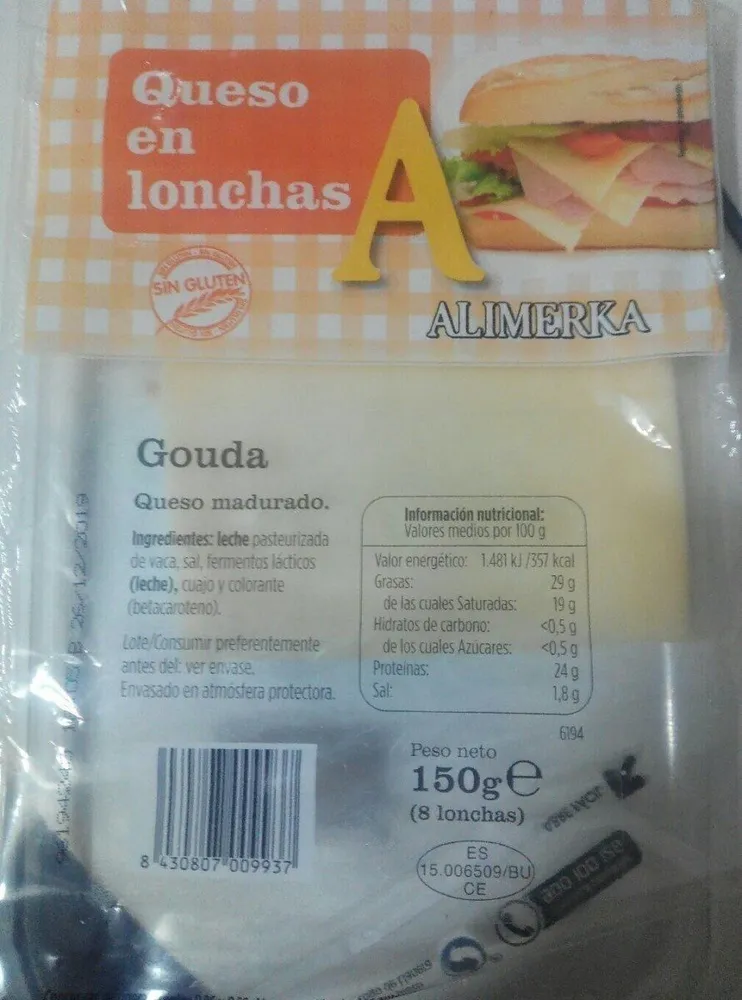 Queso en lonchas Gouda