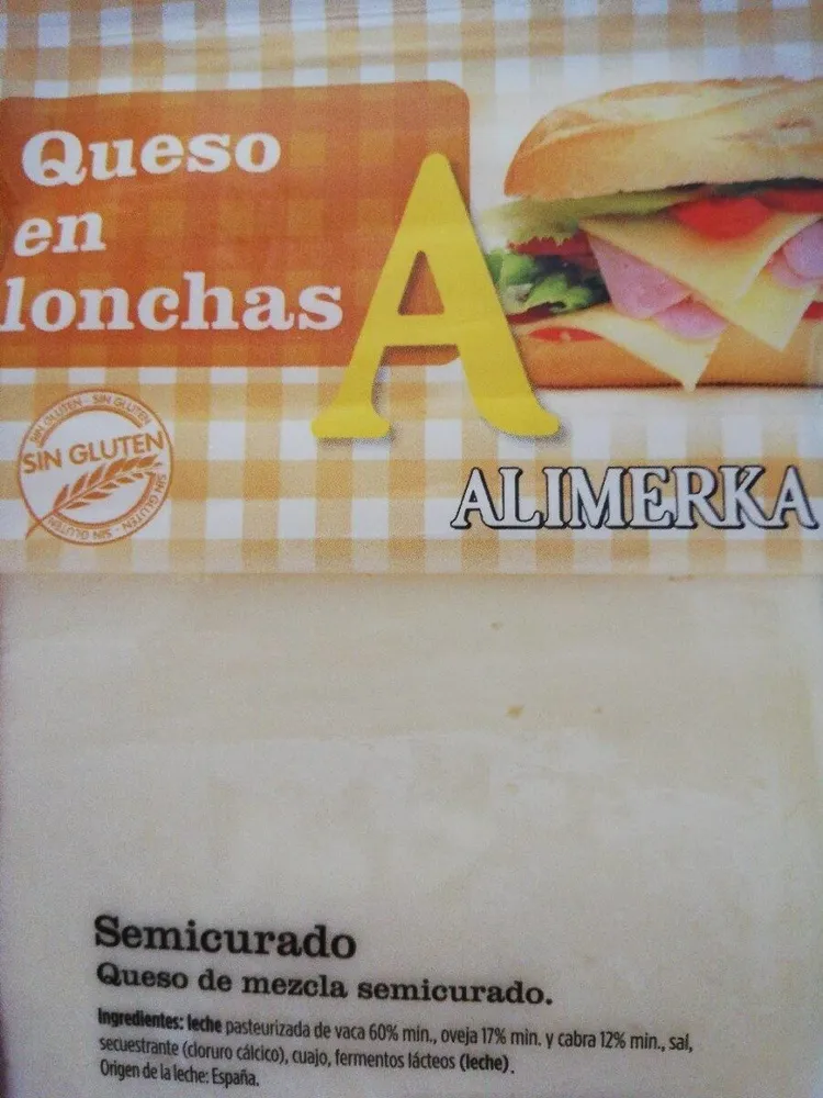 Queso semicurado en lonchas