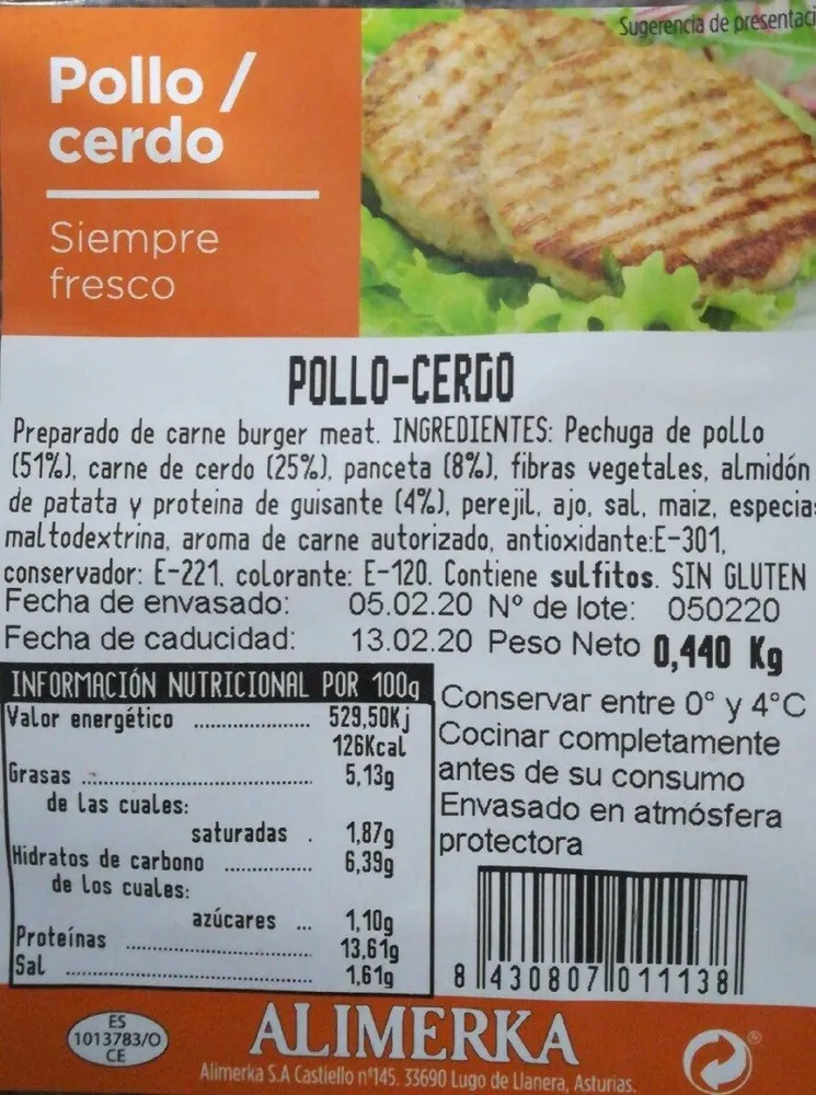 Hamburguesas pollo cerdo