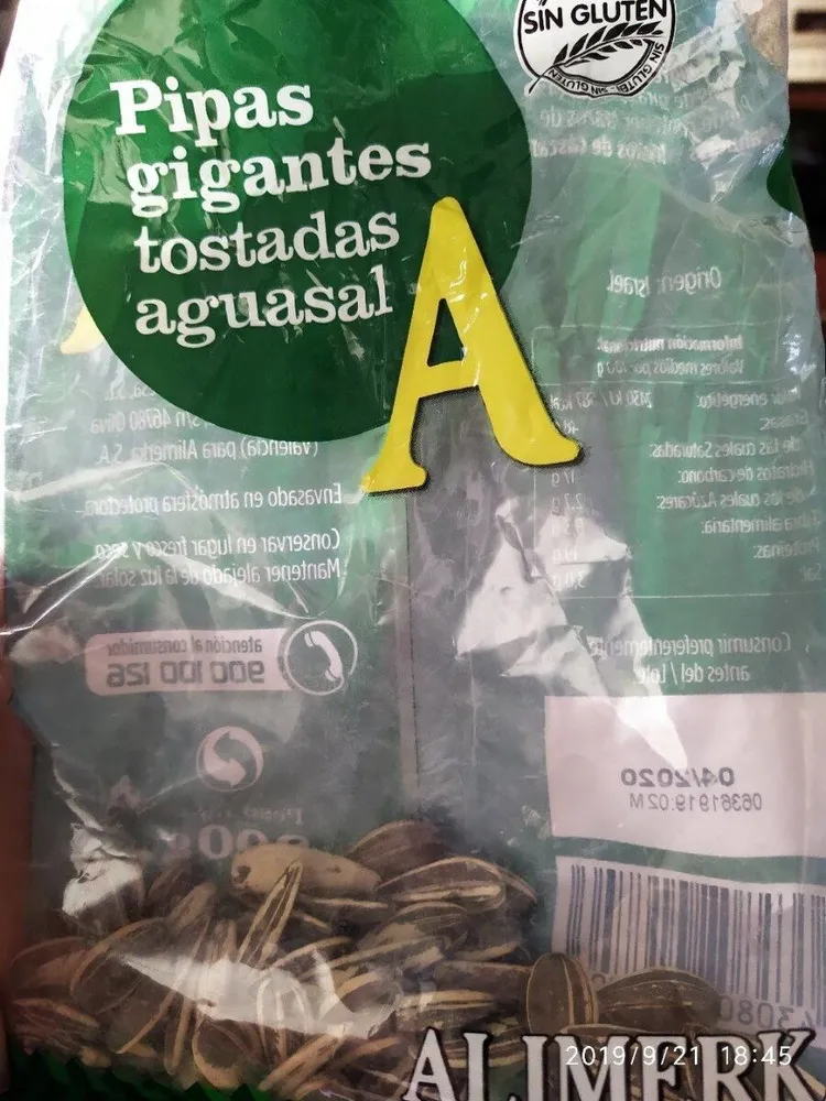 Pipas gigantes tostadas aguasal