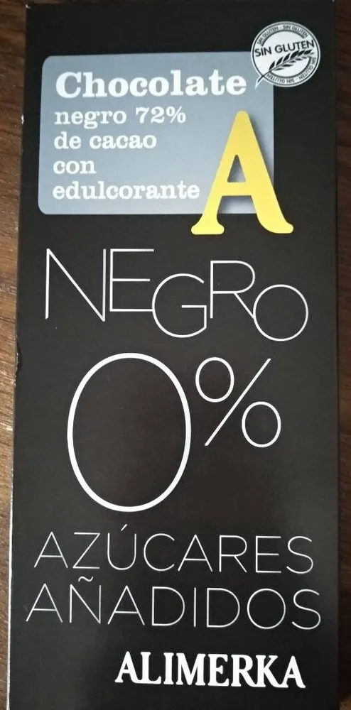 Chocolate negro 72% de cacao con edulcorante