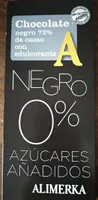 Chocolate negro 72% de cacao con edulcorante