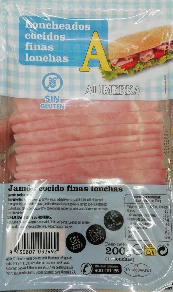Jamón cocido finas lonchas