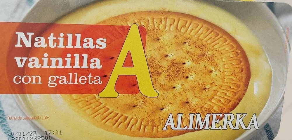 Natillas vainilla con galleta