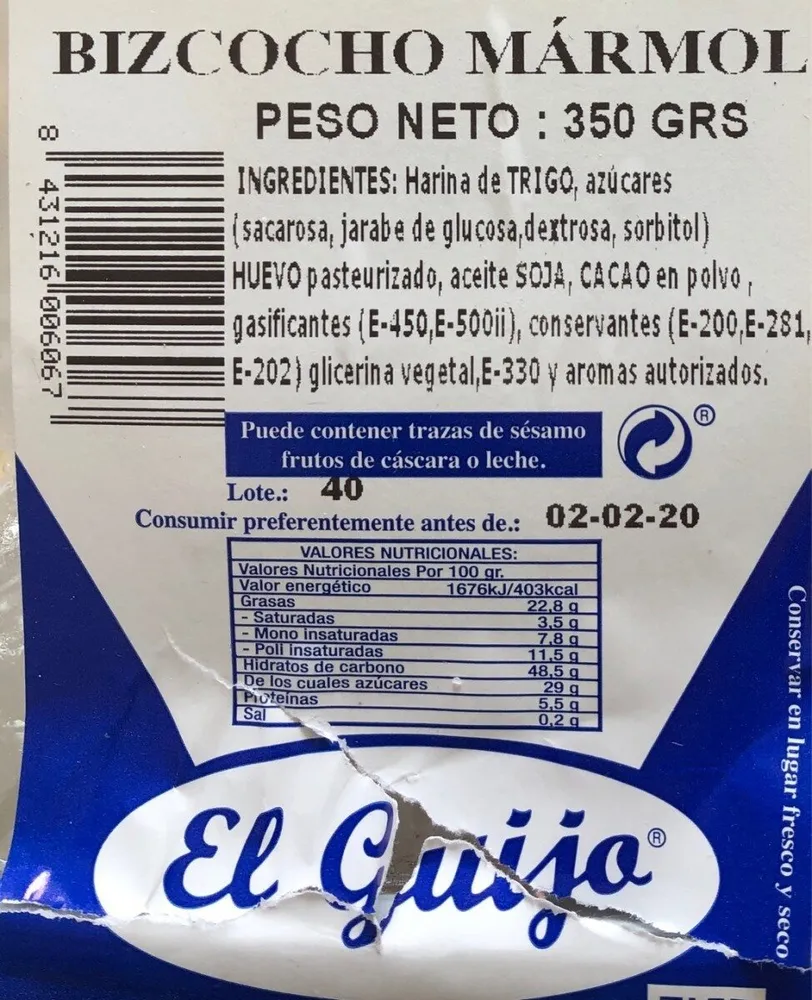 Bizcocho mármol