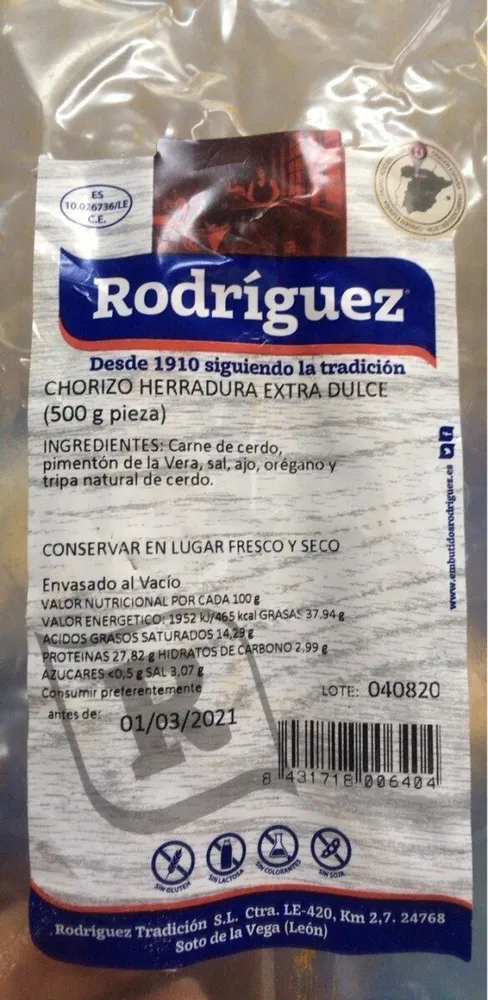Chorizo herradura extra dulce