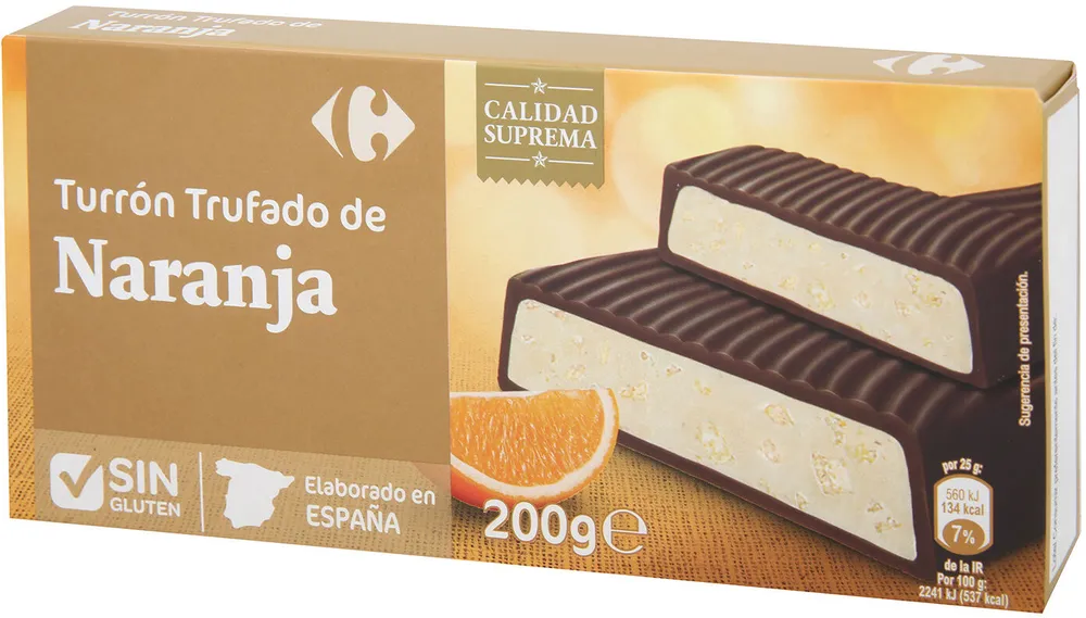 Turrón trufado de naranja