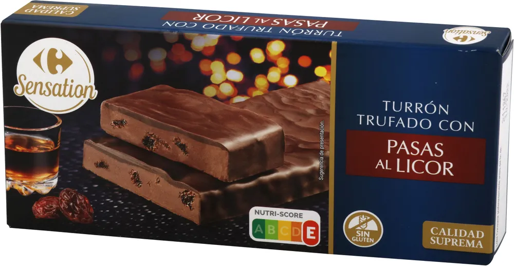 Turrón trufado con pasas al licor