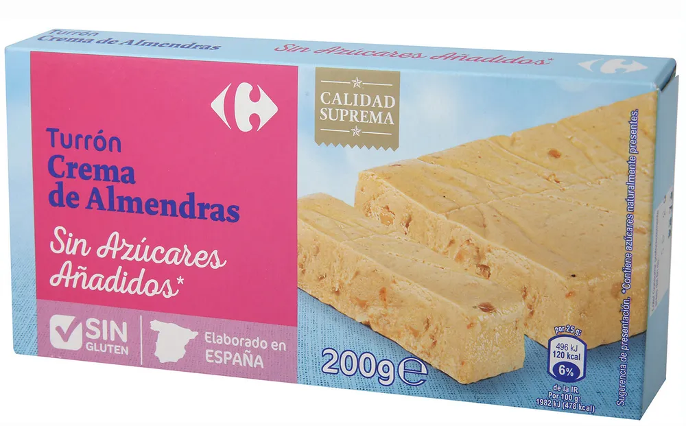 Turrón crema de almendras sin azúcar