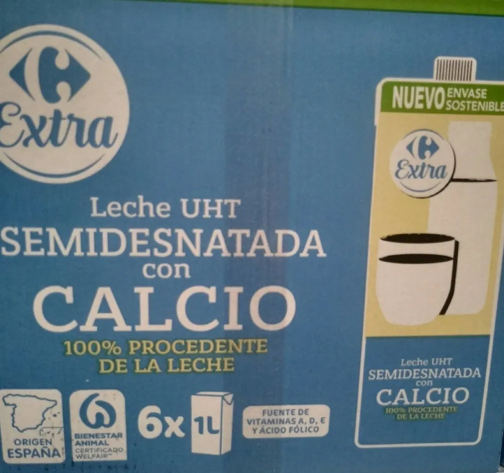 Leche UHT semidesnatada con calcio