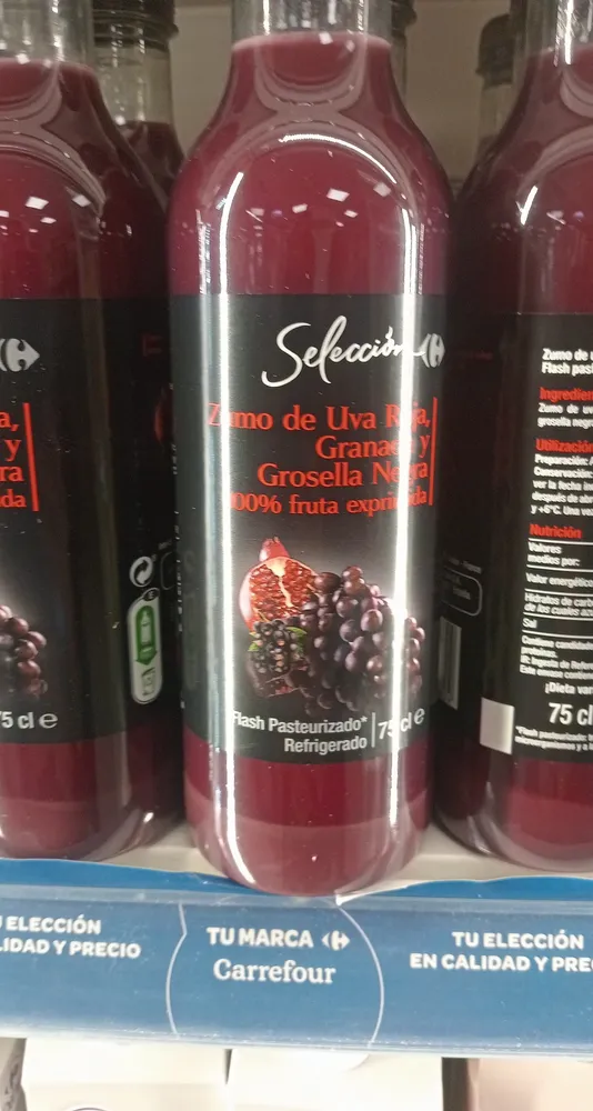 Jus de raisin Rouge, Grenade et Groseilles Noires 100% fruit pressé