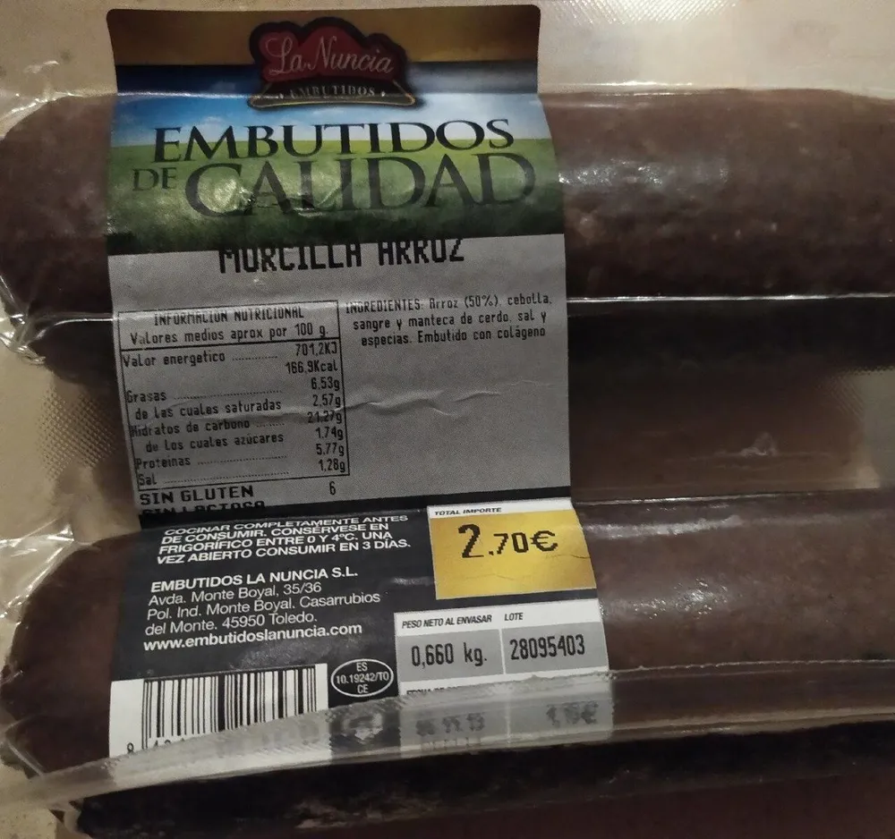 Morcilla arroz La Nuncia