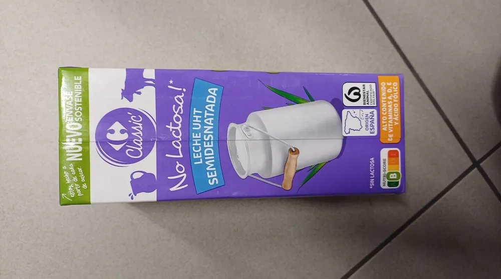 Leche sin lactosa semidesnatada