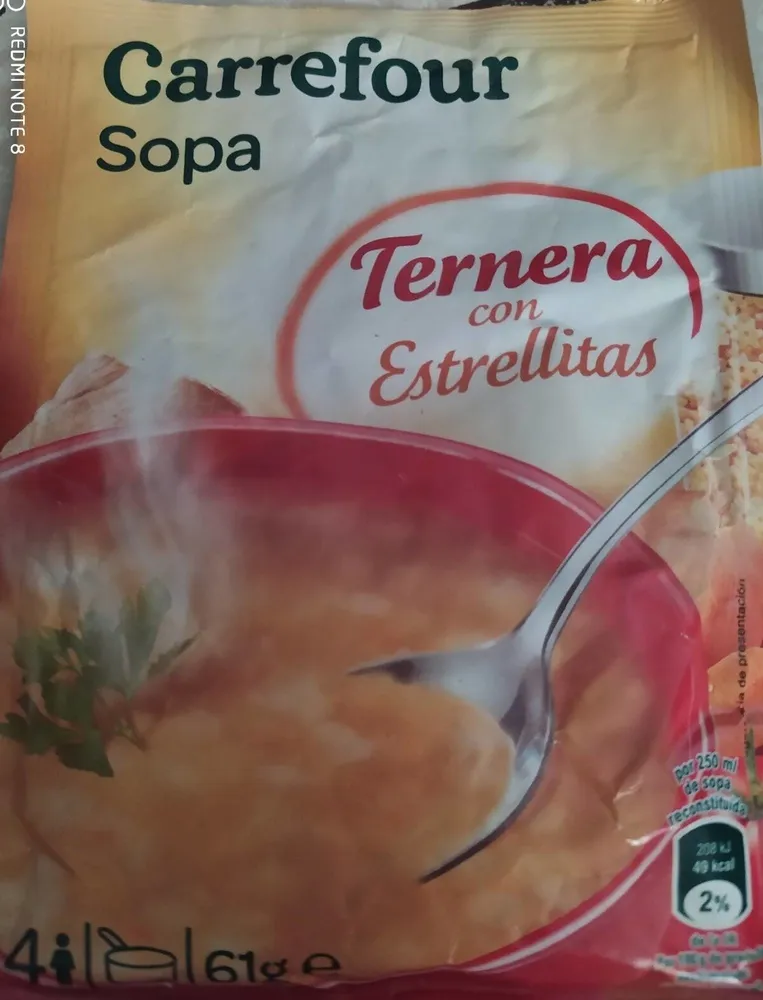 Sopa ternera con estrellitas