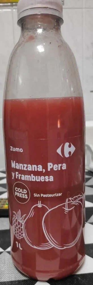 Zumo de manzana, pera y frambuesa