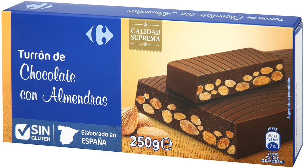 Turrón chocolate con almendras