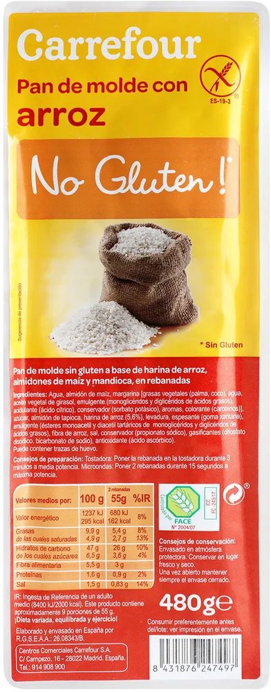 Pan de molde con arroz