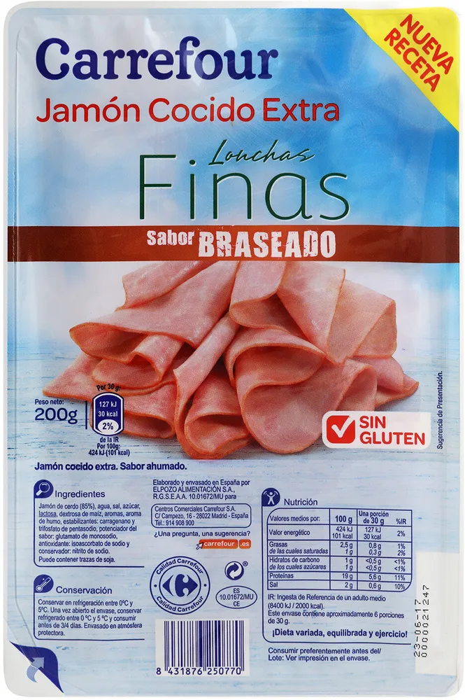 Jamón cocido braseado finas lonchas
