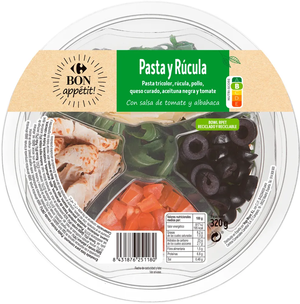 Ensalada rucula-pasta