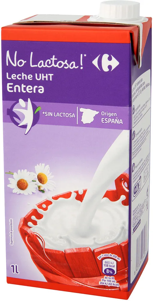 Leche sin lactosa entera