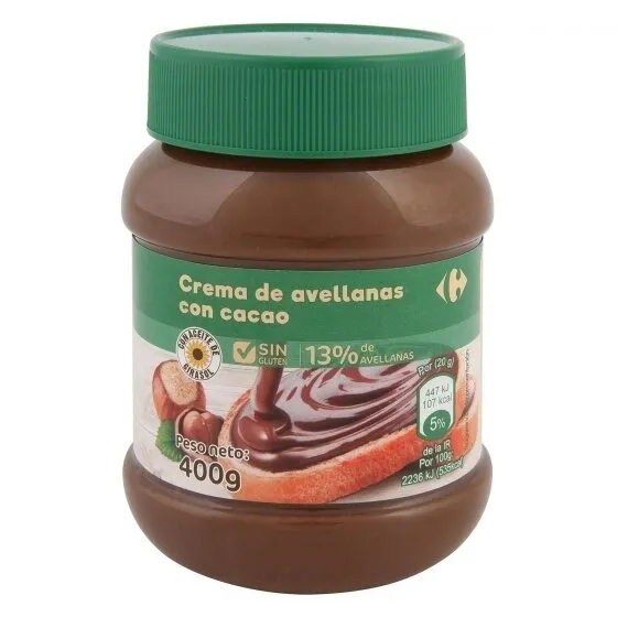 Crema 13% avellanas con aceite girasol
