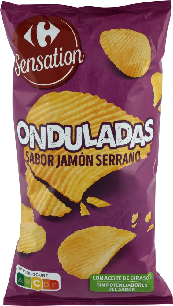 Patatas fritas onduladas sabor jamón