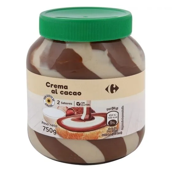 Crema untar 2 sabores 4% avellana sin aceite palma