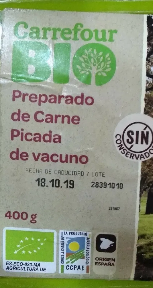 Preparado de carne picada de vacuno