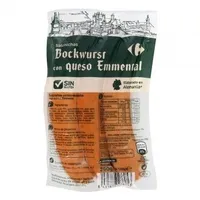 Salchicha bockwurst con queso emmental