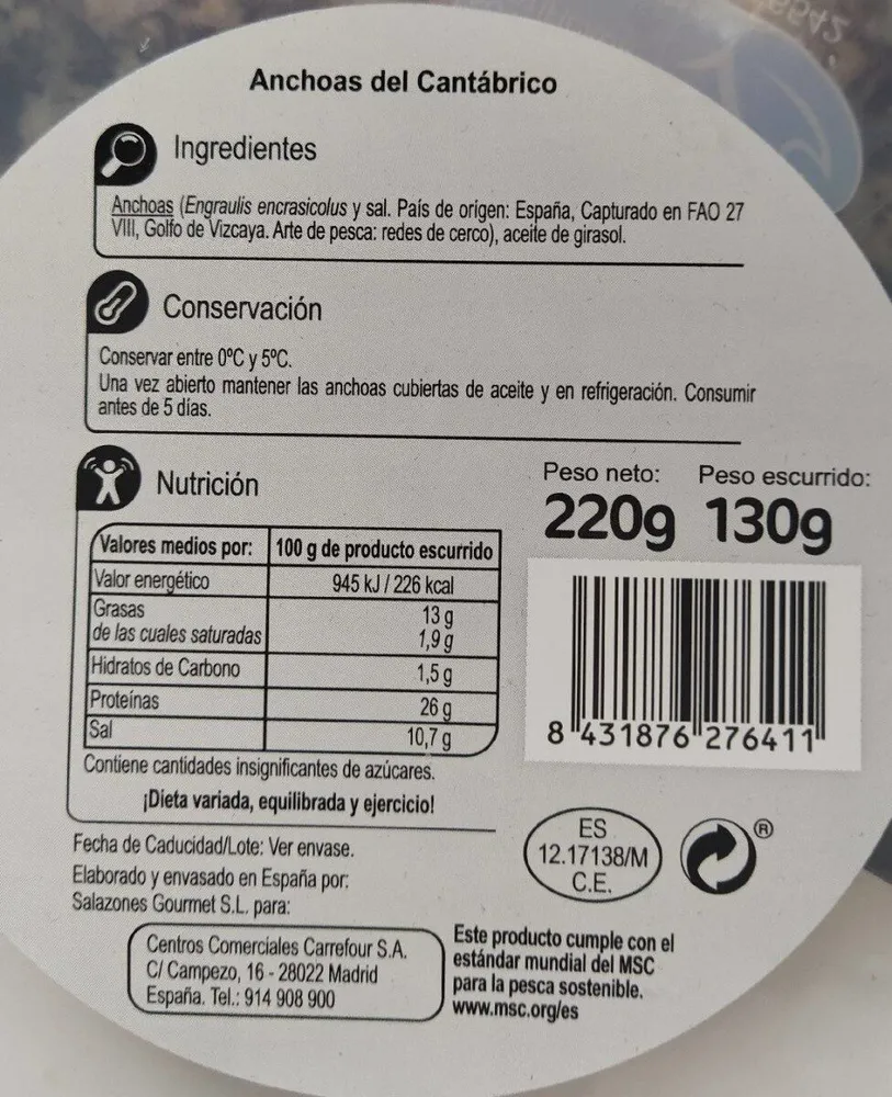 Anchoas del Cantábrico