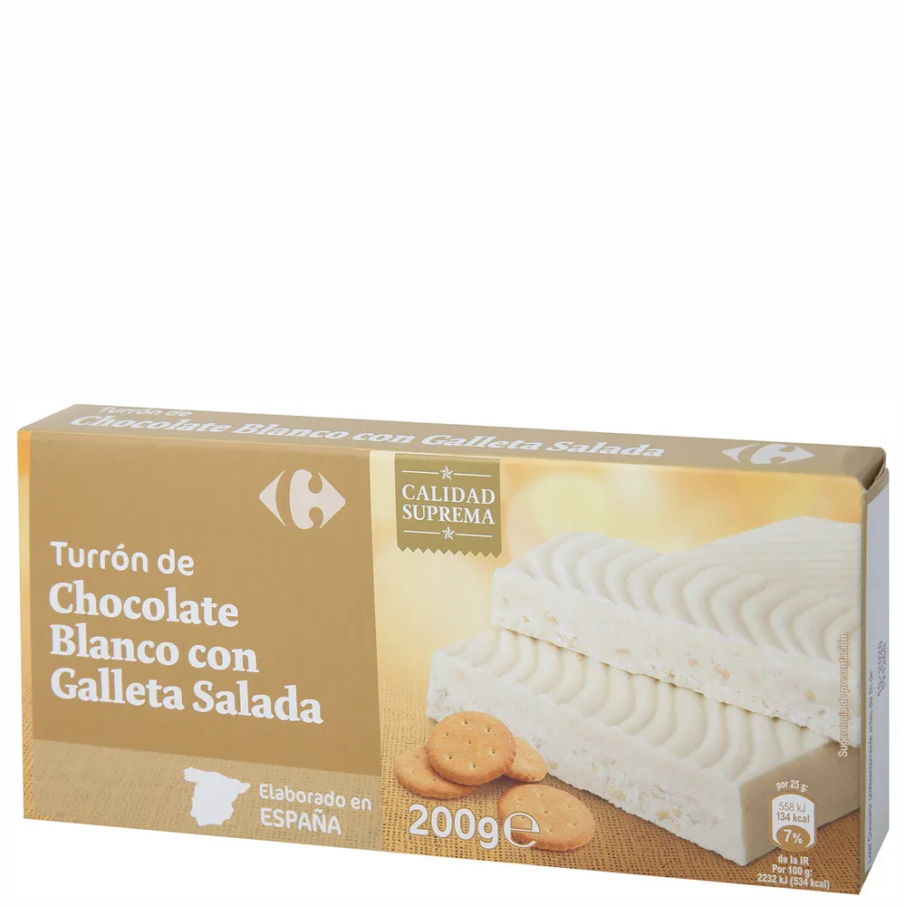 Turrón chocolate blanco con galleta