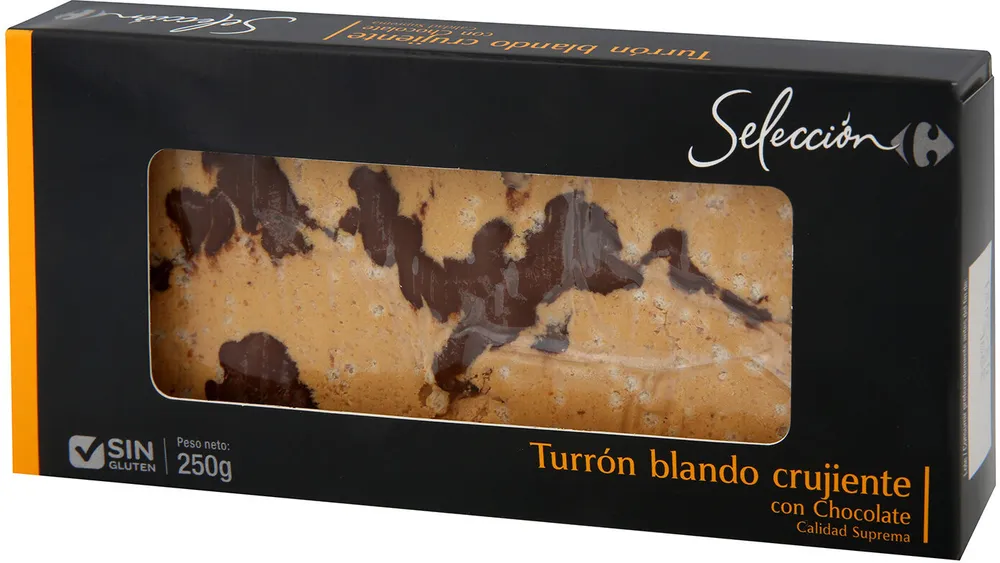 Turrón blando crujiente con chocolate