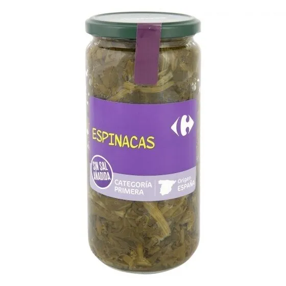 Espinacas sin sal añadida