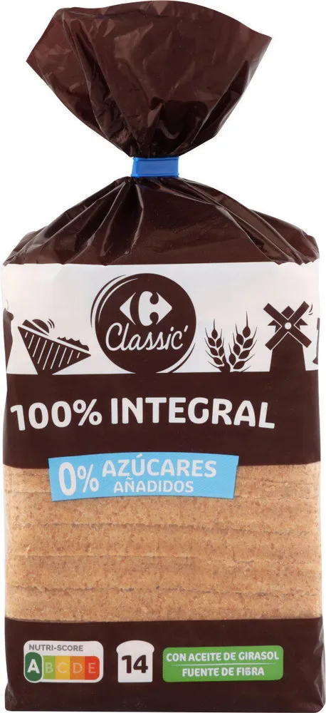 Pan molde 100% integral 0 %azúcares