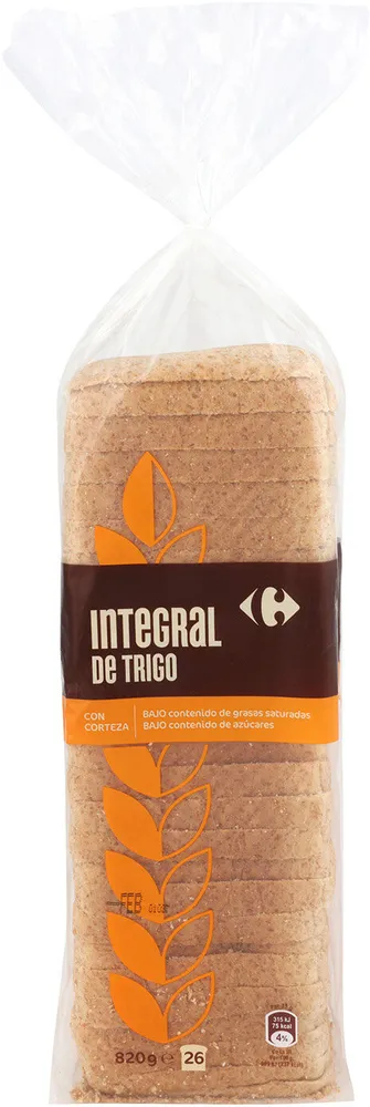 Pan de molde 100% integral con corteza