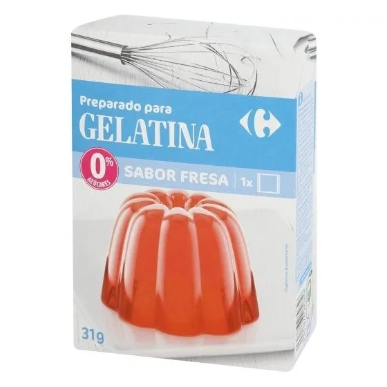 Preparado postre gelatina fresa sin azúcar
