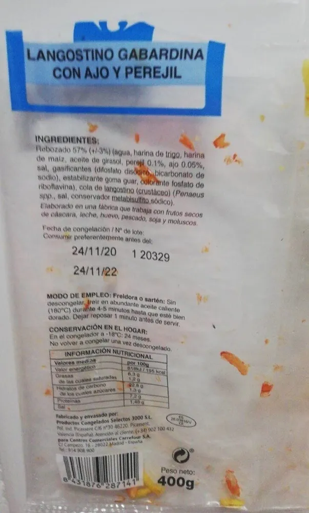 Langostino gabardina con ajo y perejil