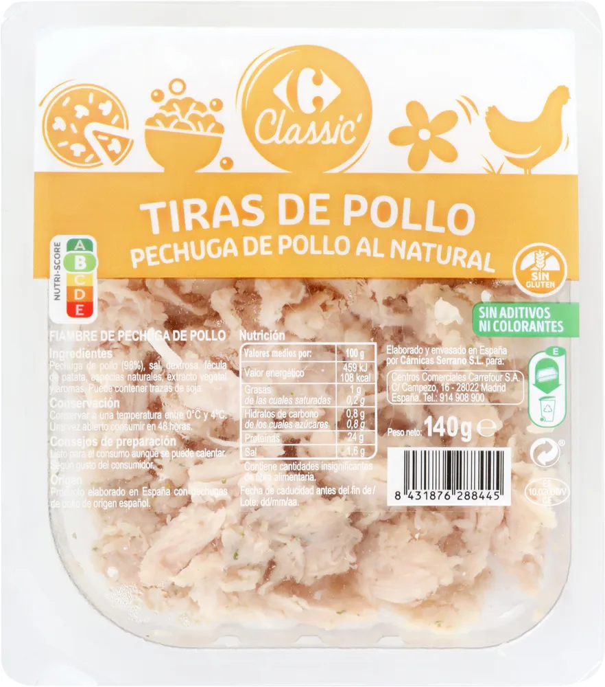 Tiras De Pollo Pechuga De Pollo Al Natural