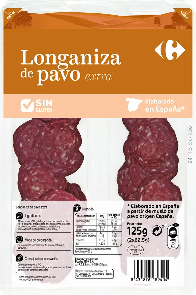 Longaniza de pavo extra
