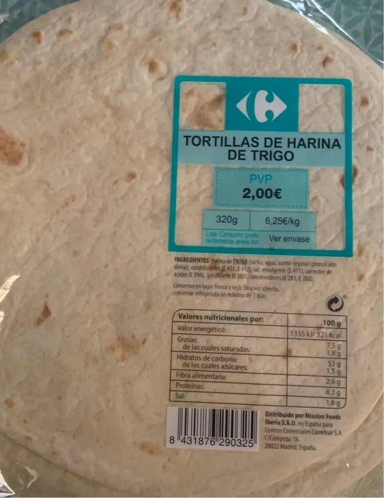 Tortitas de harina de trigo