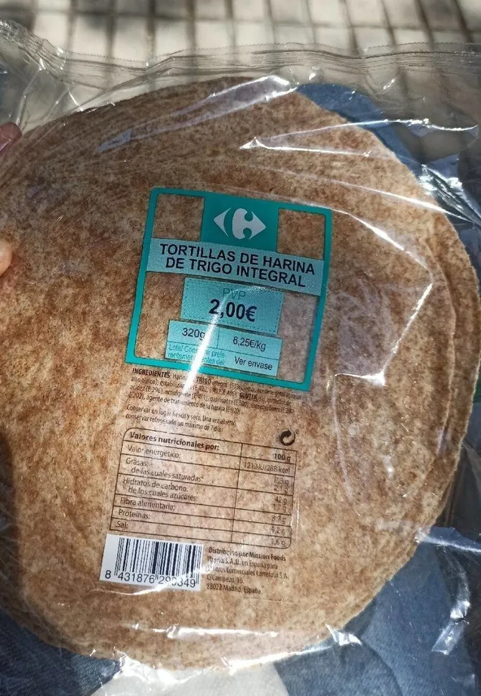 Tortillas de harina de trigo integral